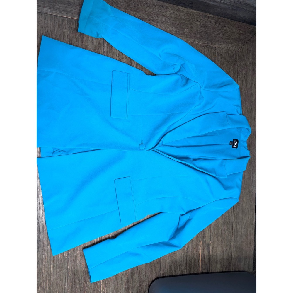 INC International Concepts Womens Turquoise Blue Single Button Blazer Size Large